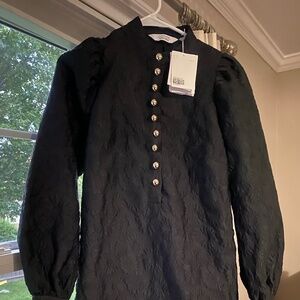 Black textured dress with beautiful gold buttons